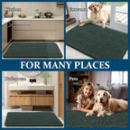 OLANLY Dog Door Mat for Muddy Paws 36x24, Absorbs Moisture and Dirt, Absorbent Non-Slip Washable Doormat, Quick Dry Chenille Mud Mat, Entry Indoor Entryway Carpet for Inside Floor, Blackish Green