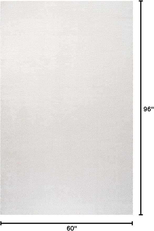 Eyely UES100T-5 Supersoft Haze Solid Low-Pile Indoor Area Rug Casual;Contemporary;Solid;Traditional, Bedroom, Kitchen, Living Room, Easy-Cleaning, Non-Shedding, 5 X 8, Cream