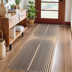 Tangsoo Rainbow Easy Jute Rug 2x6 Washable Runner Rug for Hallways,Non-Slip Thin Black Outdoor Rug,Modern Farmhouse Carpet for Porch Laundry Bedroom Living Room Entryway
