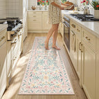 Lahome Boho Hallway Runner Rug 2x6,Floral Kitchen Runner Rugs Non Skid Washable,Super Soft Indoor Throw Carpet for Girls Bedroom Bedside Bathroom Laundry Room, Pink/Multi