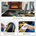 Peacock Rugs for Bedroom - 5x7 Area Rug - 3D Peacock Rugs for Living Room, Abstract Watercolor Animal Rug, Non-Slip Washable Home Decor Carpet