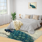 Peacock Area Rug 6x8-6x8 Rug, Peafowl Rugs for Living Room, Teal Turquoise Carpet, Modern Style Washable Area Rugs for Bedroom, Peacock Feather Carpet - Peafowl Home Decor & Gifts