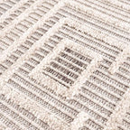 Hauteloom Lunao Farmhouse Living Room Bedroom Moroccan Square Pattern Abstract Area Rug - Soft Shaggy High Low Carpet - High Pile - Bohemian, Boho - Gray, Brown, Beige, Cream - 5'3" x 7'