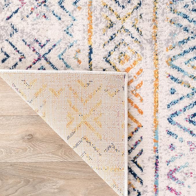 Rugshop Geometric Boho Large Area Rug – Multi Tribal Pattern, Perfect for Living Room, Dining Room, Office, 8x10