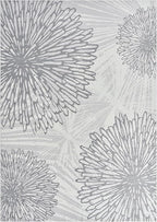 WITSHOCK 12x14 Washable Rug for Living Room,Modern Floral Distress Print Pattern Area Rugs,Stain Resistant with Non Slip Backing Carpet for Dining Room,Bedroom & Home Decor,Grey White