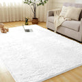 Andency White Soft Area Rugs for Living Room Bedroom, 4x6 Fluffy Shaggy Bedside Rug, Non-Slip Large Shag Fuzzy Plush Carpets for Bedroom Kids Dorm Nursery Home Decor Aesthetic
