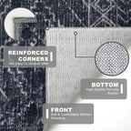 KILOCOCO Boho Kitchen Runner Rug 2x6 Washable Runner Rug, Soft Runners for Hallways Non Slip Printed Distressed Laundry Room Rug, Low-Pile Rug for Entryway/Bedroom/Living Room, Black/Navy