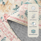 Lahome Boho Hallway Runner Rug 2x6,Floral Kitchen Runner Rugs Non Skid Washable,Super Soft Indoor Throw Carpet for Girls Bedroom Bedside Bathroom Laundry Room, Pink/Multi