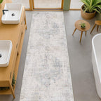 Light Blue 2'6''x8' Wide Hallway Runner Rug - Washable Kitchen Sink Rug, Non Slip 8ft Long Runner Rug for Entryway, Abstract Dusky Blue Home Décor