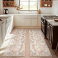 jinchan Kelda Runner Rug 2x8-2pcs Hallway Rug Kitchen Washable Runner Vintage Mat Retro Lightweight Non-Slip Floor Cover Distressed Thin Carpet for Entryway Bathroom Bedroom Laundry Room Brick Red
