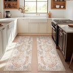jinchan Kelda Runner Rug 2x8-2pcs Hallway Rug Kitchen Washable Runner Vintage Mat Retro Lightweight Non-Slip Floor Cover Distressed Thin Carpet for Entryway Bathroom Bedroom Laundry Room Brick Red