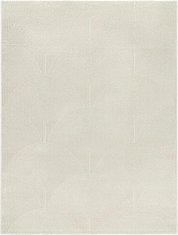 Paco Home Modern Area Rug with Minimalist Arched Lines in Neutral Cream, Size: 7'7" x 10'6"