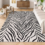 YIHOUSE Tiger Washable Area Rugs 8'x10', Black and Beige Modern Rug for Living Room, Bedroom, Ultra Thin Animal Stripe Print Rug for Girls Boys Nursery, Playroom, Dorm Room