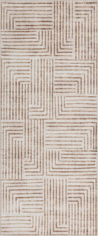 ReaLife Rugs Machine Washable Area Rug Runner - Living Room Bedroom Bathroom Kitchen Entryway Office - Non-Slip Baking Low Pile Stain Resistant Premium - Modern Geometric - Finn - Beige 2'6" x 8'