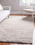 Unique Loom Davos Shag Collection Area Rug - Solid (4' 1" x 6' 1" Rectangle, Linen)