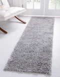 Unique Loom Davos Shag Collection Area Rug - Solid (2' 7" x 20' Runner, Sterling)