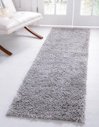 Unique Loom Davos Shag Collection Area Rug - Solid (2' 7" x 20' Runner, Sterling)