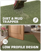 Color&Geometry Front Door Mat Indoor Non Slip Rubber Backing, 36"x55" Ultra Thin Entryway Doormat, Soft Absorbent Inside Doormat Washable Easy Clean Rugs for Entryway, Green (Rolled-up NO Creases)
