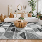 MUJOO Washable Rugs 9x12,Large Area Rugs for Living Room Bedroom Dining Room,Boho Throw Floor Carpet Non Slip Soft Modern Abstract Black and Grey