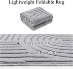 SHACOS Soft Cozy Fluffy Arch Pattern High Low Pile Rugs 4'x6' Non Slip Washable Scandinavian Minimalist Rug Modern Geometric Arc Carpet for Living Room Bedroom Dining Room, Light Grey