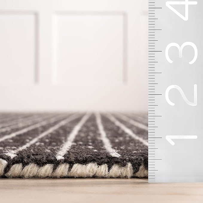 Rugs USA 6x9 Melrose Checked Wool Indoor Area Rug, Contemporary Farmhouse Charcoal/Ivory for Living Room, Bedroom, Office, Entryway, Hallway