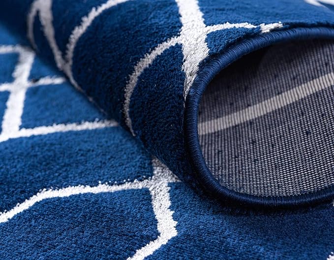 Unique Loom Marilyn Monroe Glam Collection Area Rug - Trellis (2' x 6' Runner, Navy Blue Silver/ Silver)