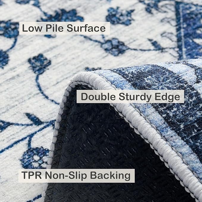 Area Rug 5x7,Boho Vintage Oriental Washable Rugs,Collapsible Area Rug for Bedroom, Entryway, Kitchen, Bathroom