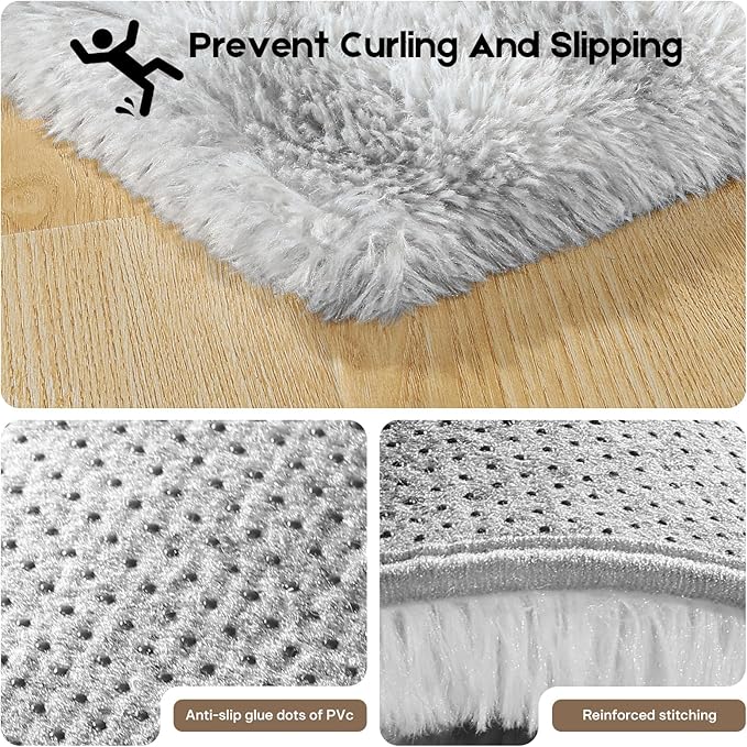 Tie-Dyed Grey Area Rugs 9x12 Living Room Bedroom, Fluffy Large Rug Soft Shag Non-Slip Carpet for Kids Boys and Girls Room Dorm Home Decor (9ft x 12ft)