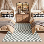 jinchan 5x7 Checkered Area Rugs for Kids Room - Machine Washable Soft Rug Modern Geometric Lattice Non-Slip Carpet for Nursery Playroom Classroom Living Room Bedroom Dining Room Home Office Grey