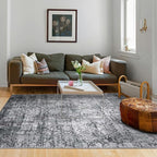 Area Rug 8×10, Large Vintage Boho Rug,Ultra-Soft Low Pile, Washable, Non Slip,Stain Resistant, Printed Carpet for Living Room Bedrooms Playroom Office Kitchen, Dark Stone