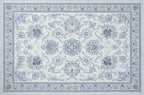 Phantoscope Washable Area Rug 6'x9' Non-Slip, Vintage Neutral Rugs for Living Room, Bedroom, Dining Room, Distressed Boho Floral Medallion Pattern, Low-Pile Foldable Floor Carpet, Blue/White