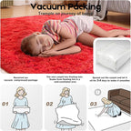 Red 8x10 Area Rugs for Living Room Bedroom, Fluffy Large Rug Soft Shag Non-Slip Carpet for Kids Boys and Girls Room Dorm Home Decor (8ft x 10ft)