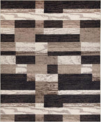 Superior Indoor Area Rug, Plush Carpet Cover, for Kids or Pets, Hallway, Entryway, Living Room, Dining, Bedroom, Office, Kitchen, Modern Geometric Patchwork, Rockwood Collection, 12' x 18', Chocolate