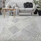Antep Rugs Palafito 5x7 Geometric Shag Diamond High-Low Pile Textured Indoor Area Rug (Gray, 5'3" x 7'6")