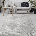 Antep Rugs Palafito 4x6 Geometric Shag Diamond High-Low Pile Textured Indoor Area Rug (Gray, 3'11" x 5'11")