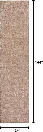JONATHAN Y Haze Solid Low-Pile Beige Runner Rug 2x12, Coastal,Bohemian,Minimalist,Classic, Easy-Cleaning for Living Room,Bedroom,Kitchen,Pet Friendly,Non-Shedding (SEU100G-212)