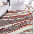 LUXE WEAVERS Lagos Collection 7983 Abstract Red 8x10 Art Deco Geometric Area Rug