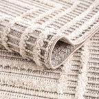 Hauteloom Lunao Living Room, Bedroom Area Rug - Geometric, Solid & Striped - Charcoal, Cream, Beige - 2' x 3'