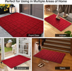 Front Door Mat Outside Entrance, Outdoor Indoor Door Mats for Entryway, Entrance, Entry, Patio, Waterproof Non Slip Doormat, Low-Profile, 31.5" × 39“, Red