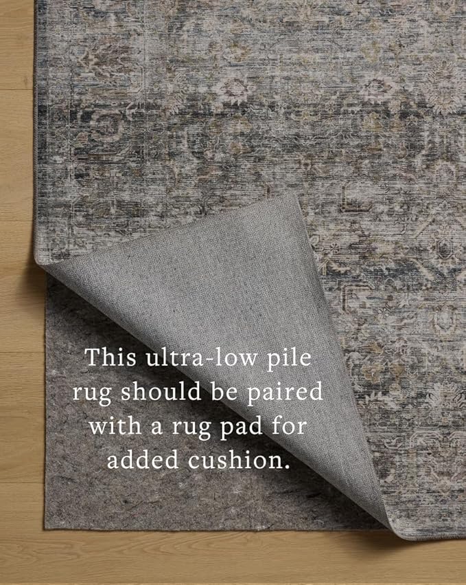Loloi Amber Lewis Josie Collection JOS-05 Dove/Gold 2'-3" x 3'-9", .13" Pile Height, Low Profile, Machine Washable, Accent Rug