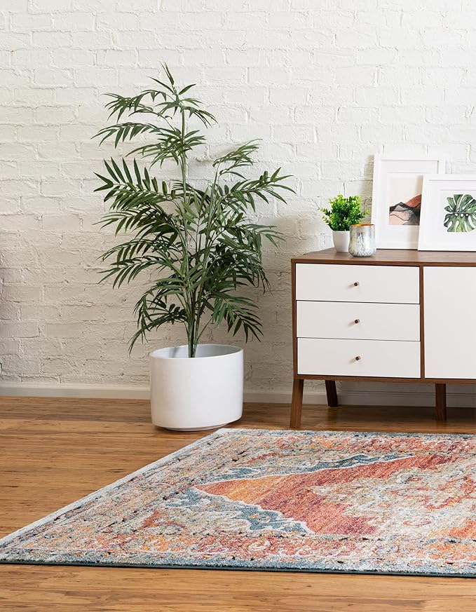 Unique Loom Isabella Collection Area Rug - Rossellini (6' 1" x 9' Rectangle, Rust Red/ Beige)