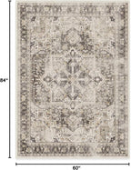 RUGGABLE Washable Vintage Area Rug – Kamran Hazel 5x7, Stain-Resistant, Non-Slip – Medium Machine Washable Rugs for Living Room, Bedroom, Hallway, Entryway & Office–with Cushioned Pad