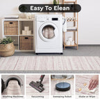 2x6 Pink Runner Rug Machine Washable Non Slip Area Rug Distressed Neutral Moroccan Boho Rug Ultra Soft Floor Runners for Hallways for Entryway Laundry Room Kitchen