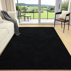 AROGAN Modern Shag Area Rug for Bedroom, 4x6 Feet Washable for Living Room, Indoor Floor Carpet, Plush Memory Foam Bedside for Kids Girls Teens Room, Low Pile Decor, Black