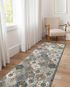 Lahome Moroccan Kitchen Runner Rug, 2'5''x8' Ultra-Thin Soft Washable Runner Oriental Non-Slip Hallway Rug Indoor Throw Carpet for Entryway Bedroom Laundry Room Foyer, Grey
