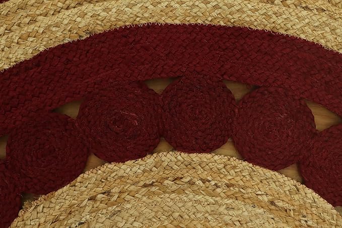 2.6x22 Flatweave Runner – Kilim Oval Rug, Hand Braided Jute, Handmade Boho Style, 0.27" Thick Solid Red Beige Flatweave for Corridor, Hallway, Entryway