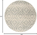 SAFAVIEH Adirondack Collection 10' Round Ivory / Light Blue ADR131T Modern Diamond Distressed Non-Shedding Dining Room Entryway Foyer Living Room Bedroom Area Rug