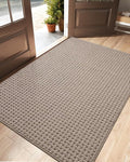 DEXI Front Entryway Door Mat Non Slip 48x72, Large Double Entry Way Mats Inside Entrance Low Profile, Welcome Doormat Dirt Trapper for Garage House Floor Home Porter Hall Backdoor Area, Light Taupe