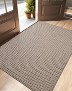 DEXI Front Entryway Door Mat Non Slip 48x72, Large Double Entry Way Mats Inside Entrance Low Profile, Welcome Doormat Dirt Trapper for Garage House Floor Home Porter Hall Backdoor Area, Light Taupe