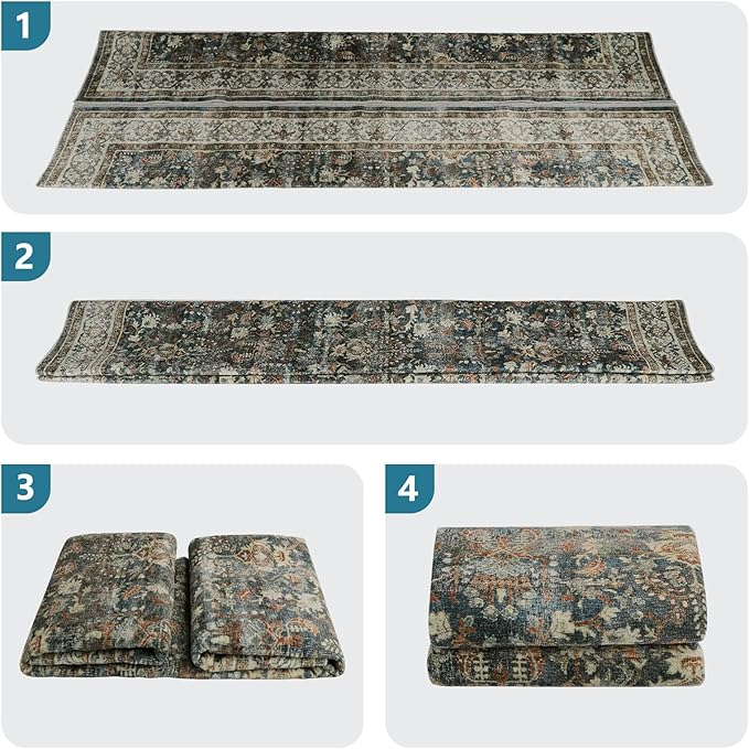 Dripex 8x10 Area Rugs - Stain Resistant Washable Rug Distressed Rugs for Living Room Dining Room Bedroom Anti-Slip Low-Pile and Soft Accent Rug Farmhouse Office Home Decor, Pet & Child Friendly